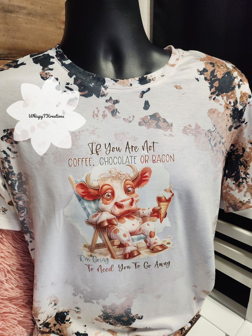 "Coffee, Chocolate, or Bacon" Cow Tee