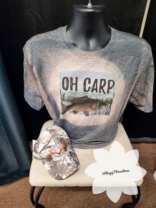 "Oh Carp" Bleached Fishing Tee